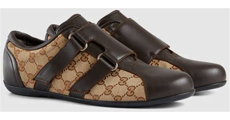 gucci brown leather velcro shoe|gucci leather shoes for men.